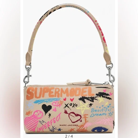 Marc Jacobs Beige Graffiti Crossbody with Pink and Blue Accents - Picture 2 of 5